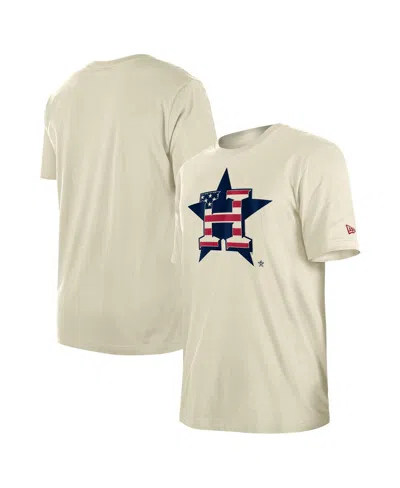 New Era Men's Cream Houston Astros Americana Flag Fill T-shirt