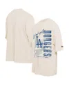 New Era Men's Cream Los Angeles Dodgers Cooperstown Collection Oversized Throwback Distressed T-shirt In Neutral