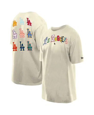 NEW ERA MEN'S CREAM LOS ANGELES DODGERS RANSOM NOTE OVERSIZED T-SHIRT