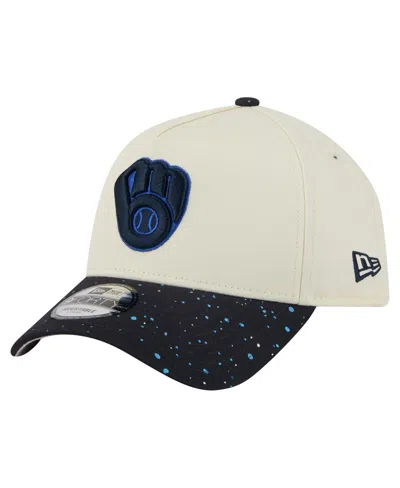 New Era Men's Cream Milwaukee Brewers Speckle A-frame 9forty Adjustable Hat In White