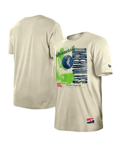 New Era Men's Cream Minnesota Timberwolves Distressed Throwback Vintage Color Pack T-shirt In Neutral