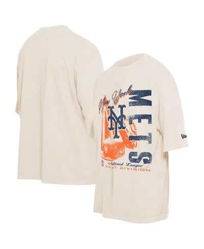 New Era Men's Cream New York Mets Cooperstown Collection Oversized Throwback Distressed T-shirt In White