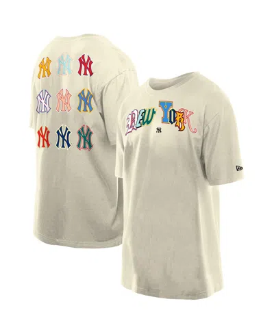 New Era Men's Cream New York Yankees Ransom Note Oversized T-shirt In Neutral