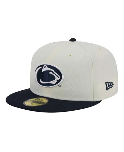 New Era Men's Cream Penn State Nittany Lions Chrome 59fifty Fitted Hat In White