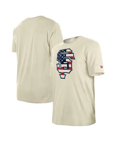 New Era Men's Cream San Francisco Giants Americana Flag Fill T-shirt In Gray