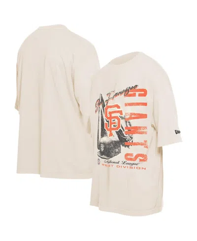 New Era Men's Cream San Francisco Giants Cooperstown Collection Oversized Throwback Distressed T-shirt In Neutral