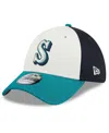 New Era Cream Seattle Mariners 2024 Batting Practice 39thirty Flex Hat In Navy