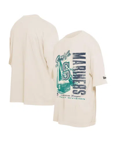 New Era Men's Cream Seattle Mariners Cooperstown Collection Oversized Throwback Distressed T-shirt In Neutral