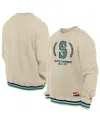 New Era Men's Cream Seattle Mariners Throwback Pullover Sweatshirt In Cream