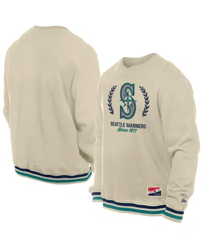 New Era Men's Cream Seattle Mariners Throwback Pullover Sweatshirt