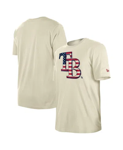 New Era Men's Cream Tampa Bay Rays Americana Flag Fill T-shirt In Neutral