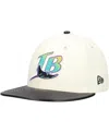 New Era Men's Cream Tampa Bay Rays Game Night Leather Visor 59fifty Fitted Hat In Cream