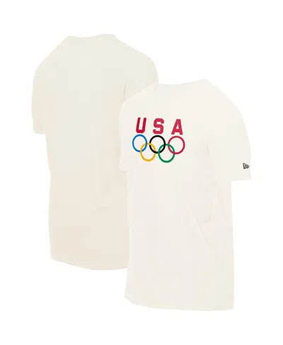 New Era Men's Cream Team Usa 5 Rings Chrome T-shirt In White