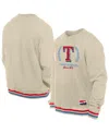 New Era Men's Cream Texas Rangers Throwback Pullover Sweatshirt In Neutral