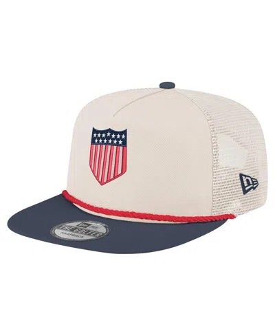 New Era Men's Cream Usmnt 1913 Retro Golfer Snapback Hat In White