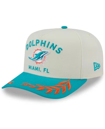 New Era Men's Cream/aqua Miami Dolphins 2025 Nfl Draft A-frame 9fifty Snapback Hat In Cream,aqua