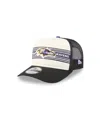 New Era Men's Cream/black Baltimore Ravens Banner A-frame 9fifty Trucker Snapback Hat In Black