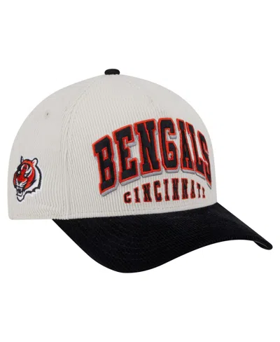 New Era Men's Cream/black Cincinnati Bengals Head Two-tone Sided Corduroy 9forty A-frame Adjustable Hat In Neutral