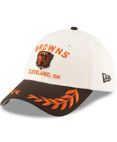 New Era Men's Cream/brown Cleveland Browns 2025 Nfl Draft 39thirty Flex Hat In Cream,brown