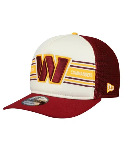 New Era Men's Cream/burgundy Washington Commanders Banner A-frame 9fifty Snapback Hat In White