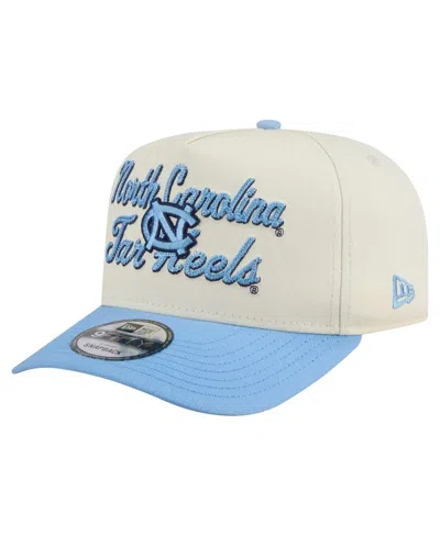 New Era Men's Cream/carolina Blue North Carolina Tar Heels Vintage Chainstitch 9fifty A-frame Snapback Hat