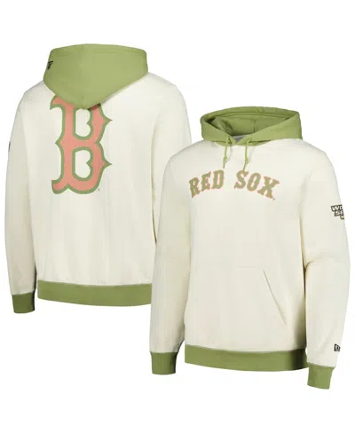 New Era Men's Cream/green Boston Red Sox Color Pop Pullover Hoodie In Cream,green