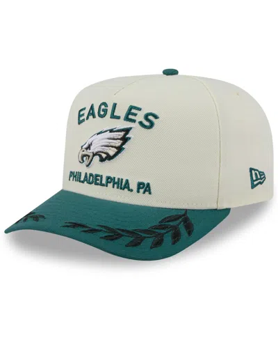 New Era Men's Cream/green Philadelphia Eagles 2025 Nfl Draft A-frame 9fifty Snapback Hat In Cream,green