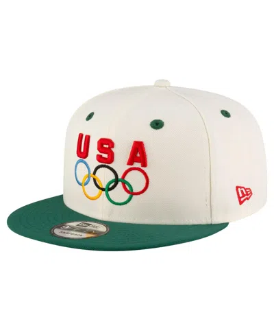 New Era Men's Cream/hunter Green Team Usa Chrome 9fifty Snapback Hat In Cream,hunter Green