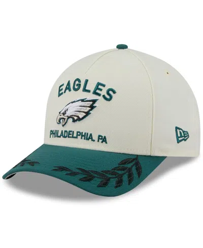 New Era Men's Cream/midnight Green Philadelphia Eagles 2025 Nfl Draft 9forty A-frame M-crown Adjustable Hat