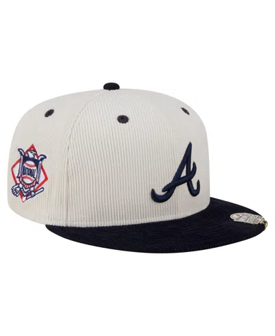 New Era Men's Cream/navy Atlanta Braves Two-tone Corduroy 59fifty Fitted Hat In Multi
