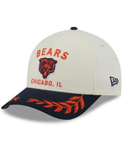 New Era Men's Cream/navy Chicago Bears 2025 Nfl Draft 9forty A-frame M-crown Adjustable Hat