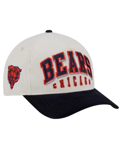 New Era Men's Cream/navy Chicago Bears Bear Two-tone Sided Corduroy 9forty A-frame Adjustable Hat In Multi