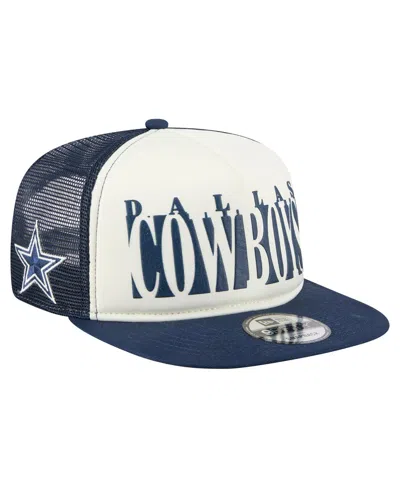 New Era Men's Cream/navy Dallas Cowboys Cutout A-frame 9fifty Snapback Hat In Blue
