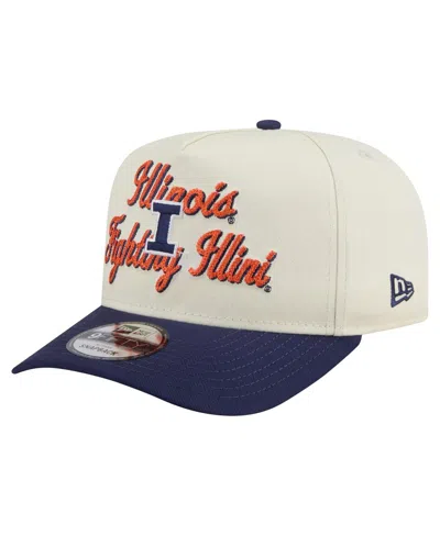 New Era Men's Cream/navy Illinois Fighting Illini Vintage Chainstitch 9fifty A-frame Snapback Hat In Blue