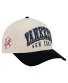New Era Men's Cream/navy New York Yankees Sided Corduroy 9forty A-frame Adjustable Hat In White