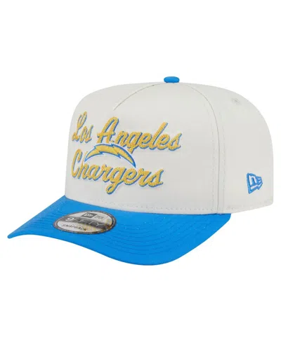 New Era Men's Cream/powder Blue Los Angeles Chargers Chainstitch A-frame 9fifty Adjustable Hat In Neutral