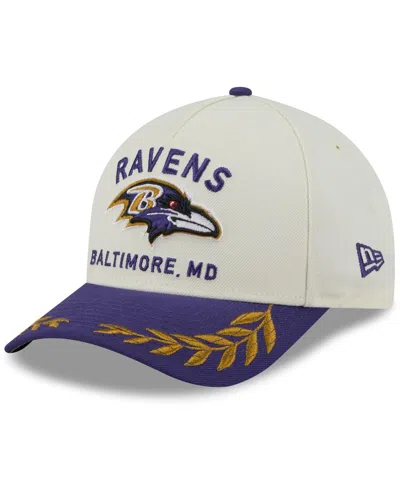 New Era Men's Cream/purple Baltimore Ravens 2025 Nfl Draft 9forty A-frame M-crown Adjustable Hat