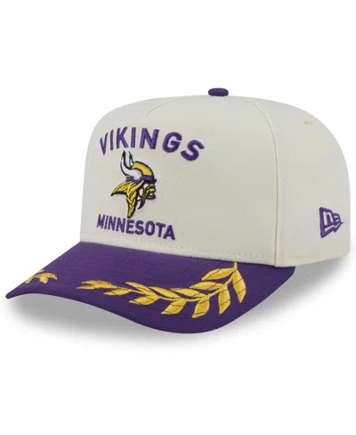 New Era Men's Cream/purple Minnesota Vikings 2025 Nfl Draft A-frame 9fifty Snapback Hat In Cream,purple