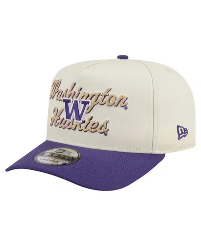 New Era Men's Cream/purple Washington Huskies Vintage Chainstitch 9fifty A-frame Snapback Hat