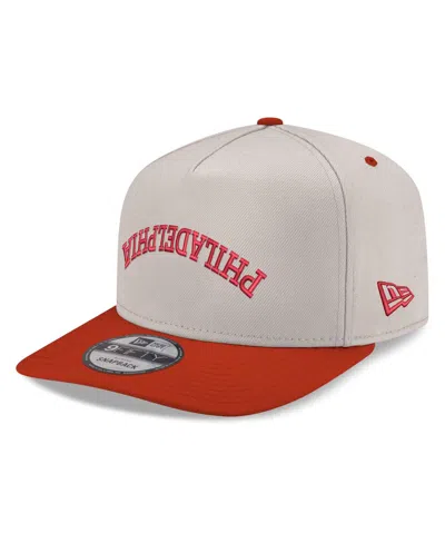New Era Men's Cream/red Philadelphia Phillies Upside Down City Name A-frame 9fifty Snapback Hat In White