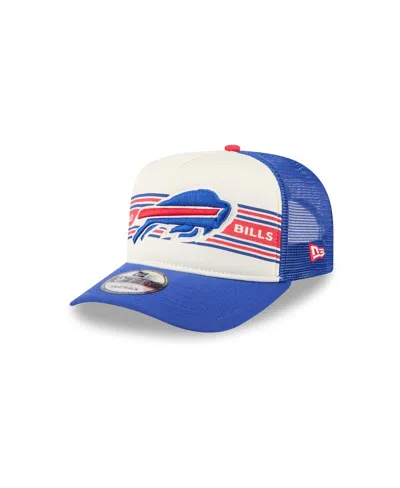 New Era Men's Cream/royal Buffalo Bills Banner A-frame 9fifty Trucker Snapback Hat In Multi