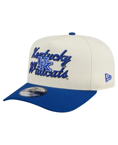 New Era Men's Cream/royal Kentucky Wildcats Vintage Chainstitch 9fifty A-frame Snapback Hat In Neutral