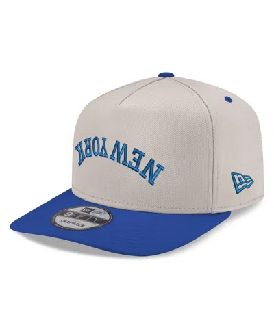 New Era Men's Cream/royal New York Mets Upside Down City Name A-frame 9fifty Snapback Hat In Gray