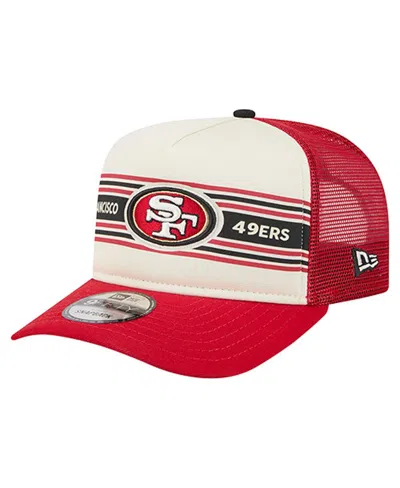 New Era Men's Cream/scarlet San Francisco 49ers Banner A-frame 9fifty Trucker Snapback Hat In White