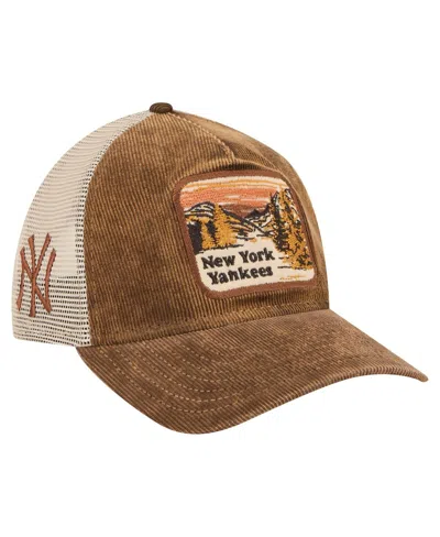 New Era Men's Dark Brown New York Yankees Vintage Landscape 9twenty A-frame Adjustable Trucker Hat