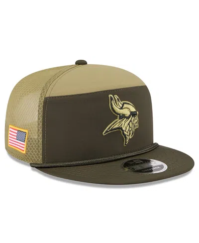 New Era Men's Dark Green Minnesota Vikings 2025 Salute To Service Split Panel 9fifty Snapback Hat