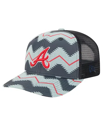 New Era Men's Denim/navy Atlanta Braves Aztec Denim 9seventy Adjustable Hat In Black
