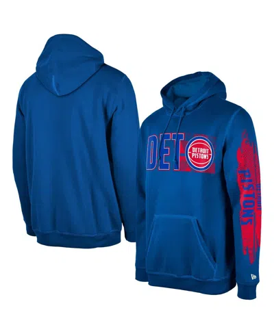New Era Men's Detroit Pistons Red Tip-off Collection Pullover Hoodie In Royal