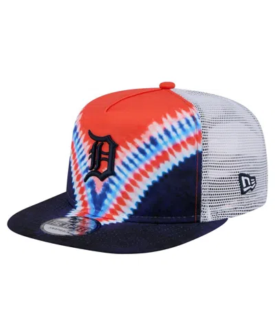 New Era Men's Detroit Tigers Tie-dye Golfer Trucker Adjustable Hat In Blue