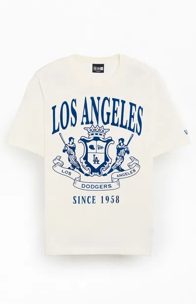 New Era Men's Dodgers Crest T-shirt In Tan In White